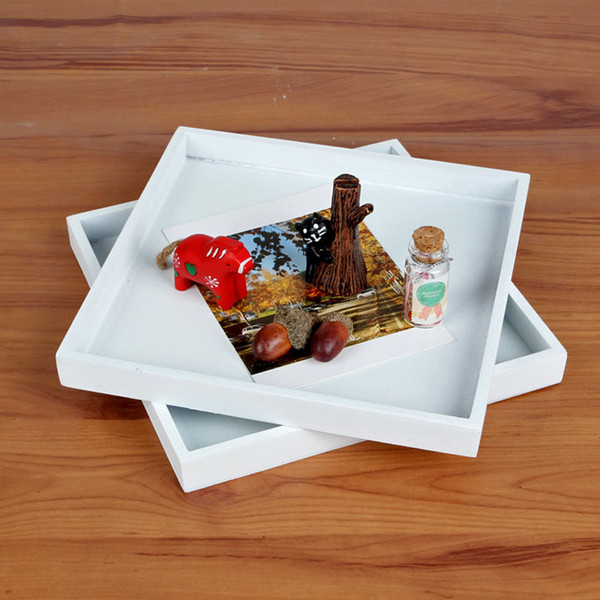 Hight Quality Postcard Wooden Box Desktop Cosmetics Magazine Wood Storage Plate