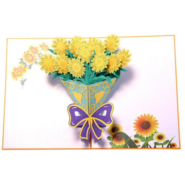 laser cut 3D flower bouquet paper pop up card with blank envelope invitations greeting cards thank you invitation