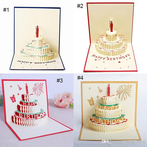 3D card birthday cake 3D Pop UP Gift & Greeting Blessing Cards Handmade paper silhoue & Creative Happy christmas cards