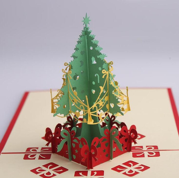 Color Printing 3D Christmas Greeting Card Christmas Tree Fawn Stereo Greeting Card Thanksgiving Blessing Handmade Card