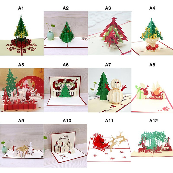 10pcs 3D Christmas Cards Greeting Handmade Paper Card Personalized Keepsakes Postcards Wedding Birthday Decor