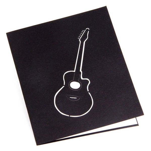 Vintage Guitar Greeting Card 3D Pop Up Laser Cut Postcards Thank You Congratulations Cards Birthday Cards with Envelope