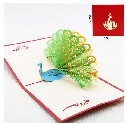 3D peacock creative card paper carving peacock stereo greeting card paper cutting handmade gift card birthday gift merry present