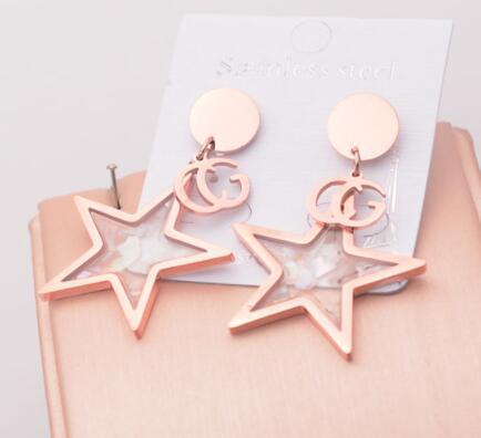 New earrings bohemian ladies five-pointed star rose gold earrings holiday gift fashion accessories