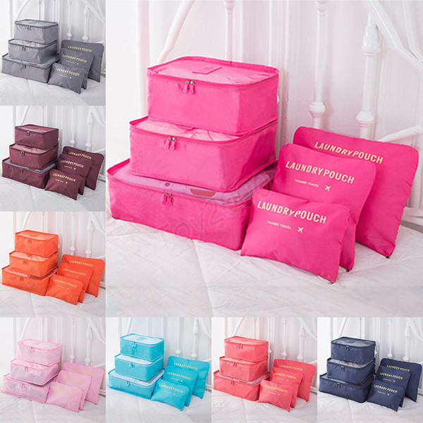 6 Pcs/Set Travel makeup bag Home Luggage Storage Clothes Storage Organizer Portable Cosmetic Bags Bra Underwear Pouch Storage Bags 8 Color