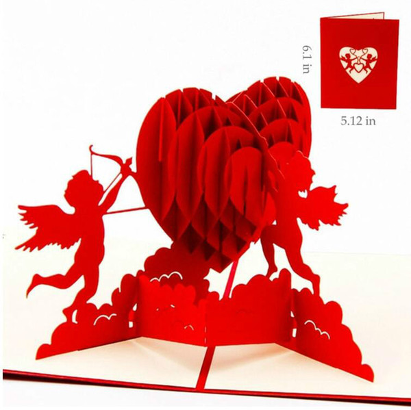 3D Pop Up Birthday Greeting Postcards Gift Cards Custom Laser Cut Heart Blank Vintage Invitation Mariage Love Letters Messages