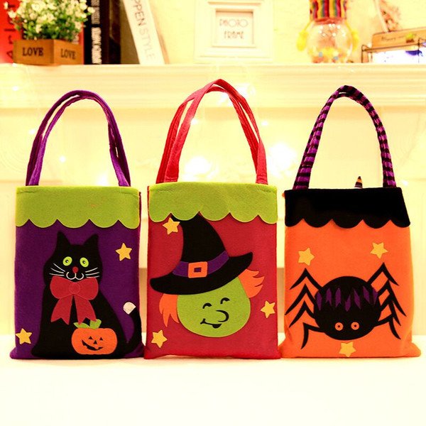 Halloween Non-Woven Bags Cotton Candy Gift Wrap Bags For Ghost Pumpkin Spider Skull Handle Tote Bag Party Xmas Decoration Supplies HH7-1353