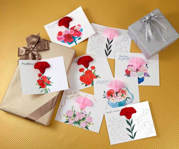 The best Thanksgiving gift to mom, creative three-dimensional carnation flowers CARDS, mother's day CARDS, new style, unique style