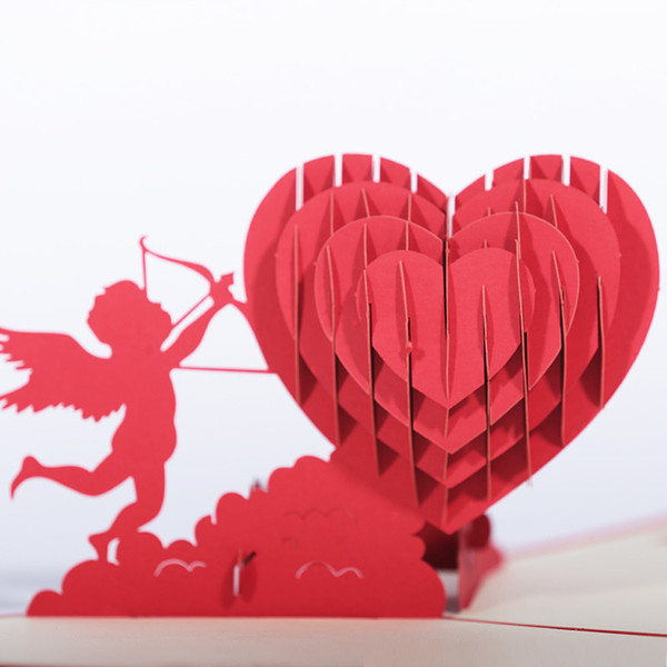 New Arrival 3D Pop up Greeting Cards Wedding Invitation Card Handmade Cubic Arrow for Love Best Gift.