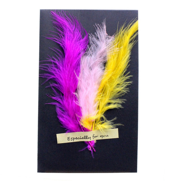 1pc High-grade Feathers Card Greeting Card Birthday Gift Invitations Wedding Thank Cards Holiday Party Supplies Feathers