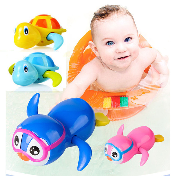 New Fashion Newborn Cute Cartoon Animal Tortoise Baby Bath Toy Infant Swim Turtle Chain Clockwork Classic Toys Kid Educational Toys WCW375