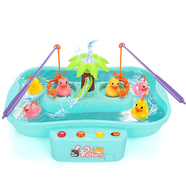 Educational Electric Rotating Plastic Magnetic Fishing Toys set Light music Fishing and ducks baby best gift