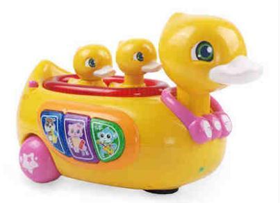 Electric wanxiang wheel yellow duck infant puzzle climb music story game children toy car 1-3 years old