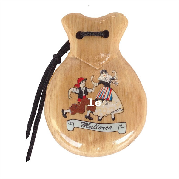 Spanish Flamingo Dance Solid Wood Castanets Parent Child Early Education Toy Percussion Letter Printing Pure Color Simple 4 6lw I1