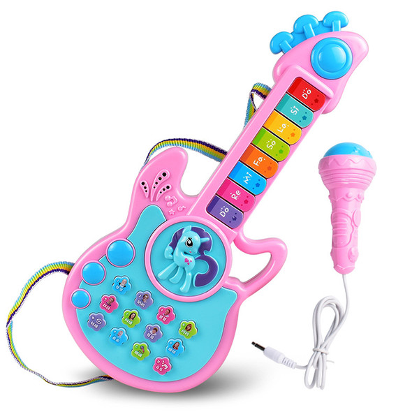 New Pony Music Electronic Guitar with Microphone Can Play Creative Children Early Education Musical Instrument Toys Wholesale