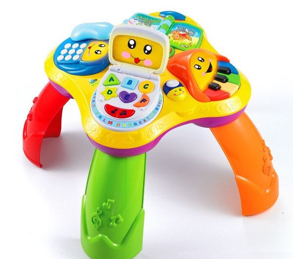 Multi-function Laugh&Learn Fun with Friends Musical Table desk baby Early education Growing toy 4 patterns book/PC/ phone/piano