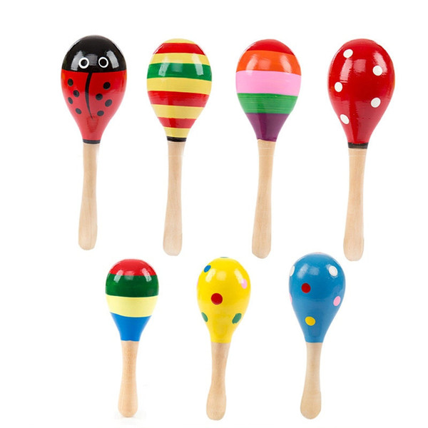HOT 10pcs Baby Wooden Toy Rattle Baby cute Rattle toys Orff musical instruments Educational Toys baby Sand ball sand hammer 12-20cm