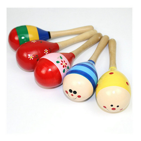 new DHL 200pcs Baby Wooden Toy Rattle Baby cute Rattle toys Orff musical instruments Educational Toys baby Sand ball sand hammer 12-20cm
