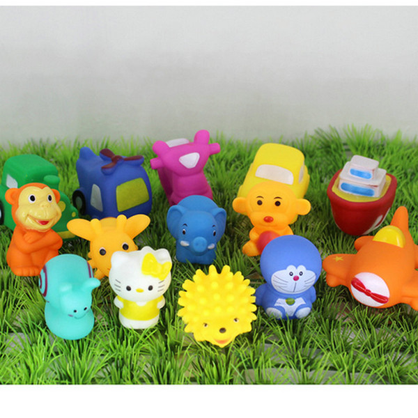 600 Baby Bath Water Toy Ship plane car Mini Sounds animal Yellow Rubber Ducks Kids Small Octopus elephant Toy Children Swiming Beach Gifts