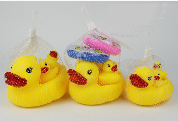 20set Baby Bath Water Duck Toy Mini Sounds animal Yellow Rubber Ducks Kids Bath Small Octopus Toy Children Swiming Beach Gifts 1set=4pcs