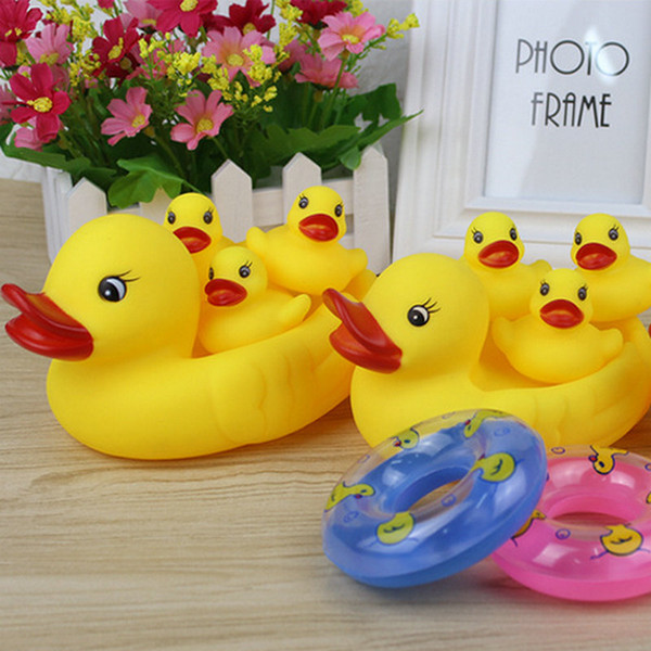 retail 1 set Baby Bath Water Duck Toy Mini Sounds animal Yellow Rubber Ducks Kids Bath Small Octopus Toy Children Swiming Beach Gifts