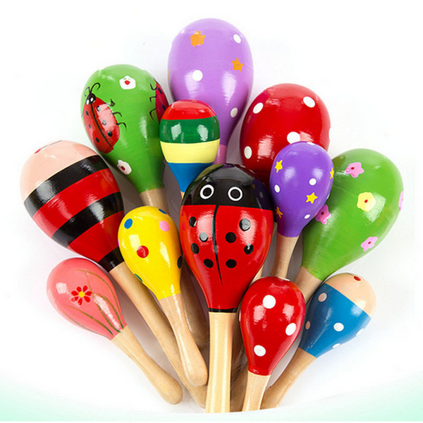 Baby Wooden Toy Rattle Baby cute Rattle toys Orff musical instruments Educational Toys baby Sand ball sand hammer 12-20cm
