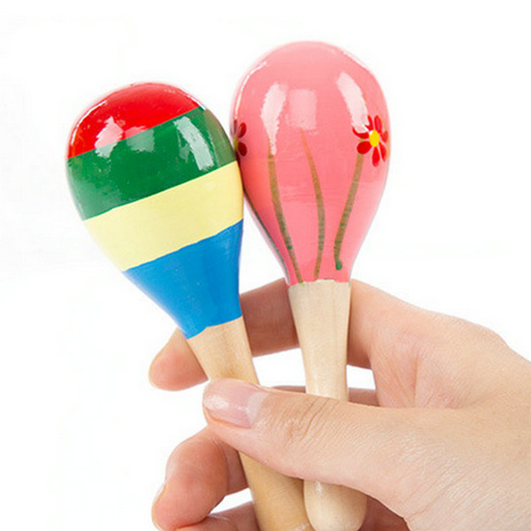 new 12cm 20pcs Baby Wooden Toy Rattle Baby cute Rattle toys Orff musical instruments Educational Toys baby Sand ball sand hammer 12-20cm