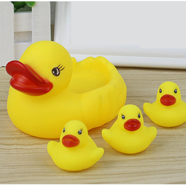 100set Baby Bath Water Duck Toy Mini Sounds animal Yellow Rubber Ducks Kids Bath Small Octopus Toy Children Swiming Beach Gifts 1set=4pcs