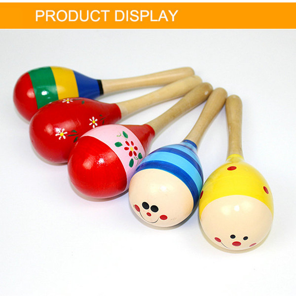 hot 12cm Baby Wooden Toy Rattle Baby cute Rattle toys Orff musical instruments Educational Toys baby Sand ball sand hammer 12-20cm