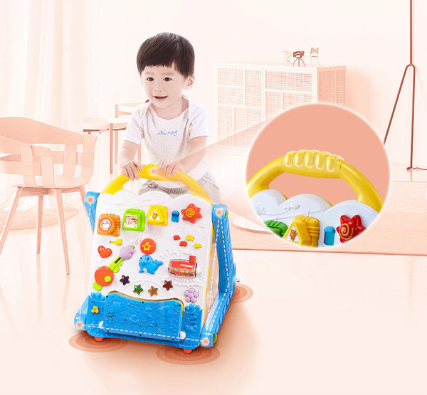 Baby giftElectronic Multifunctional Learning Table Infant Walker Multifunctional Rollover-proof Boys, Babies and Girls Hand-push Seat Baby