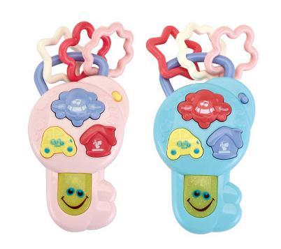 Environment-friendly key for newborn baby can bite the tooth glue hand bell appease toy light music 0-18 months