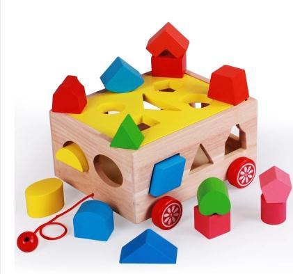 Geometric shape cognition box with 15-hole matching blocks children's puzzle box for children aged 12 months to 2 years