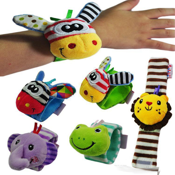 Baby Wrist Rattle Animals Soft Plush Toys Wrist Band Bed Bells Comforter Toys Elephant Frog Baby Hand Bells Infant Appease Toys