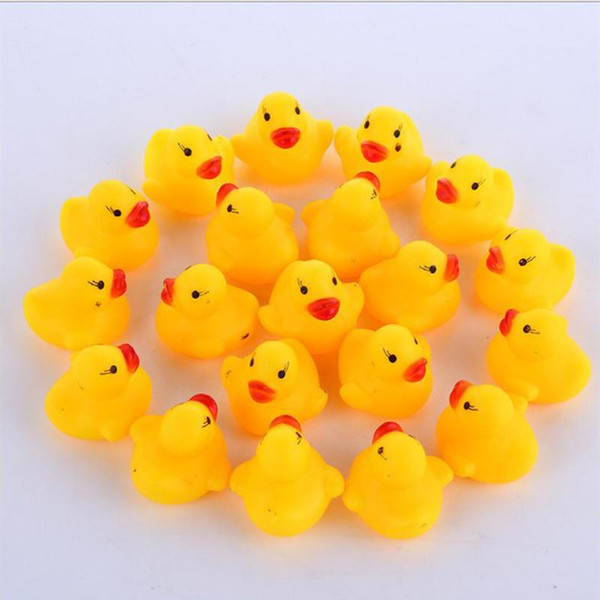 200pcs Baby Bath Water Toy toys Sounds Mini Yellow Rubber Ducks Kids Bathe Children Swiming Beach Gifts