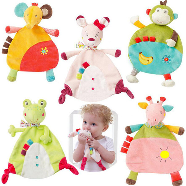Newborn Infant 5 Style Baby Soft Towel Deer Cat Frog Monkey Elephant Comfort Appease Plush Rattles Toy Animals Comforting Blanket