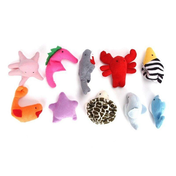 Fun Sea Animal Cute Finger Puppets Cloth Doll Plush Toy Doll Kids Baby Early Learning Toy 10pcs SSA95