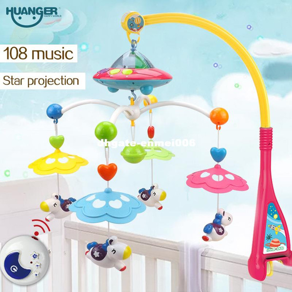 DHgate Musical Crib Mobile Bed Bell Baby Rattle Rotating Bracket Projecting Toys for 0-12 Months Newborn Kids Christening gift
