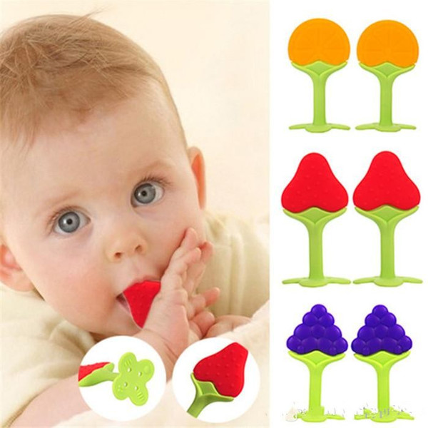 New Safety Fruit Shape Baby Teether Teething Toys Food Grade Silicone Teether Baby Dental Care Strengthening Tool Training