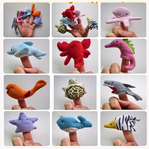 High Quality Ocean Animals Finger Puppets Plush Toys Family Story Telling Play Hand Puppets Dolls Baby Kids Educational Doll 10pcs/lot