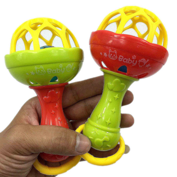 12 Pieces Toy Bells Plastic Silicone Teether Rings Rattle Bell Toy Kids Ring Bell Grasping Infant Toy Bells for Babies