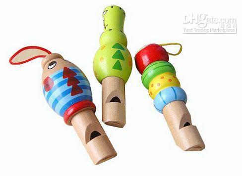 Wholesale - Hot Sale Wooden Cartoon Animals Whistle Children Toy Musical Instrument Kids Hobbies Fashion Pendant