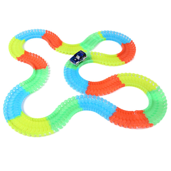 220PCS Neon Glow Race Car Twister Racing Tracks Neon Glow in Darkness Trace Race Car Toys for Children Gift Brinquedos