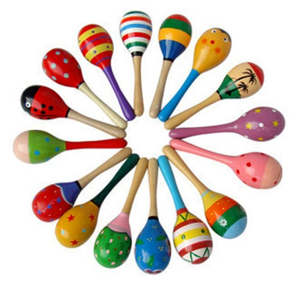 Baby Wooden Ball Toys Baby Rattles Sand Hammer Musical Toy Instrument Sound Maker Baby Attetion Training Toy Random Color