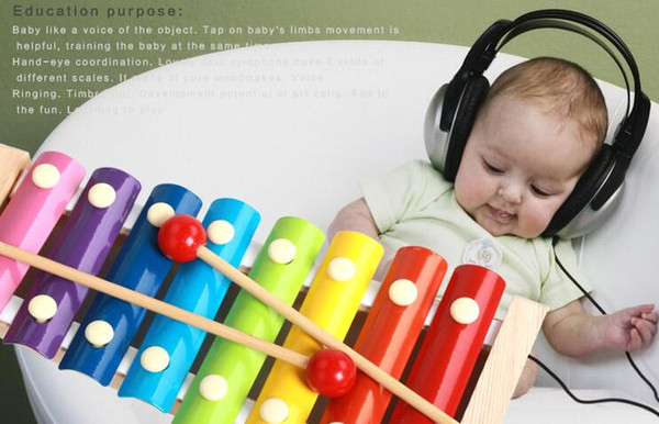 Baby Early childhood music Input brain game Wooden hand knock knock piano octave kids toys Beech wood base safety environmental
