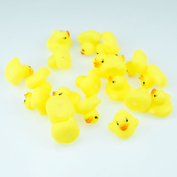 4CM high quality yellow mini yellow duck Baby pinch water toy Bathing duck sounding toy free shipping