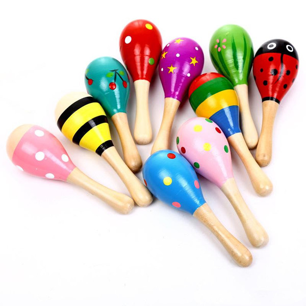 Hot Sale Baby Wooden Toy Rattle Colorful Baby cute Rattle toys Orff kids musical instruments Educational Toys
