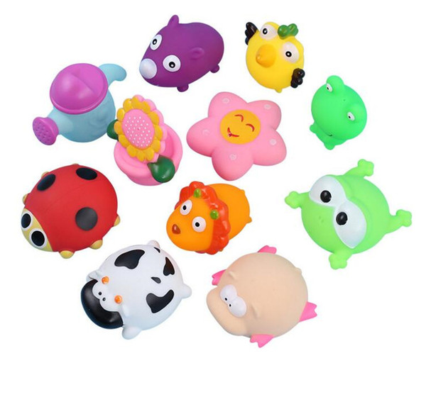 Animals Swimming Water Toys baby shower bath toys Colorful Soft Floating Rubber Squeeze Sound Squeaky Bathing Toy For Baby
