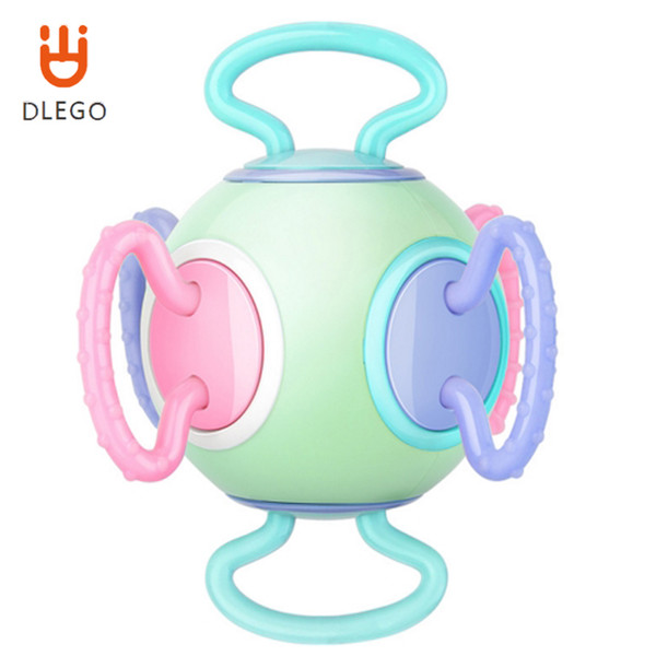 Baby Grasping Ball Rattle Toy Sensory Teether Soft Silicone Baby Rotated Ball Develop Infant Intelligence Toys Gift