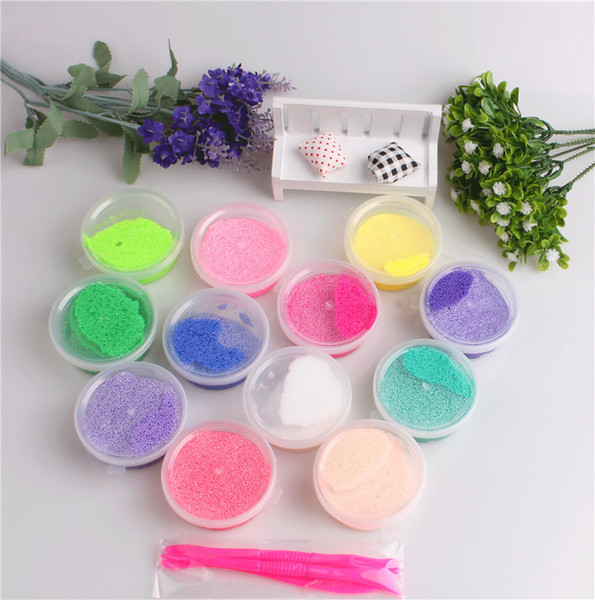 12 color Snow Fluffy Slime Mud Floam Crunchy Crystal Slime Hand Putty play Clay Kit No Smell Nontoxic Stress Reliever Kids Toy