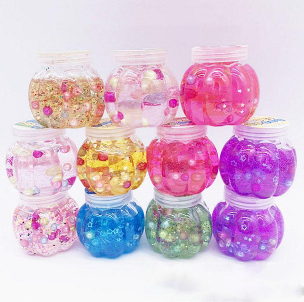 Pumpkin Bottle Slime Pearl Crystal DIY Jelly Mud Clay Playdough Transparent Sludge Kid Hand Toys Stress Relief Clay Plastic Box